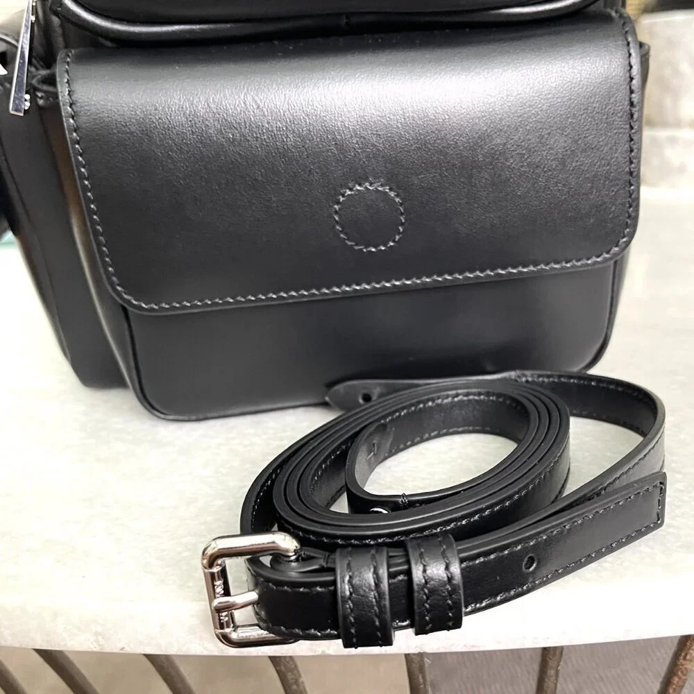 Versace Black Men's Leather multi-compartment messenger‎ shoulder bag 1012234